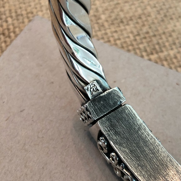 RARE 14k Gold Sterling Silver .925 Filigree Hinge Twisted Cuff Silpada Bracelet - Picture 4 of 8